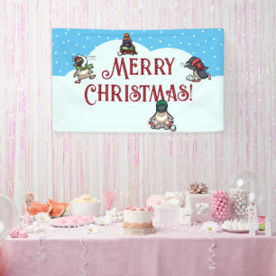 Banderoles Joli Penguin Joyeux Noël Snowball combat