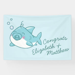 Banderoles Joli requin Baby shower Kawaii Blue Boy