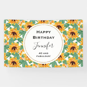 Banderoles Joli tournesol Jaune & Vert Motif Anniversaire