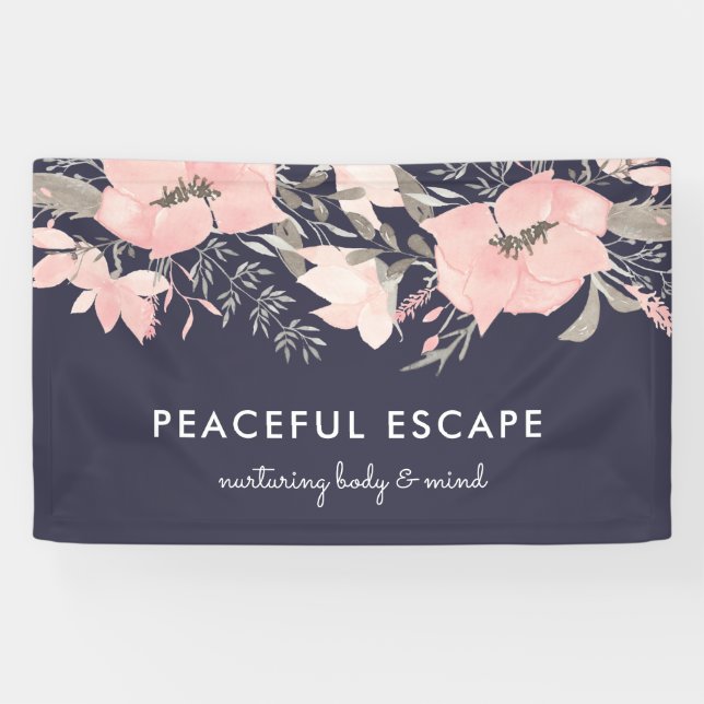 Banderoles Jolie aquarelle Floral Blush et Navy (Horizontal)