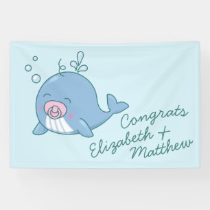 Banderoles Jolie baleine Baby shower Kawaii fille rose