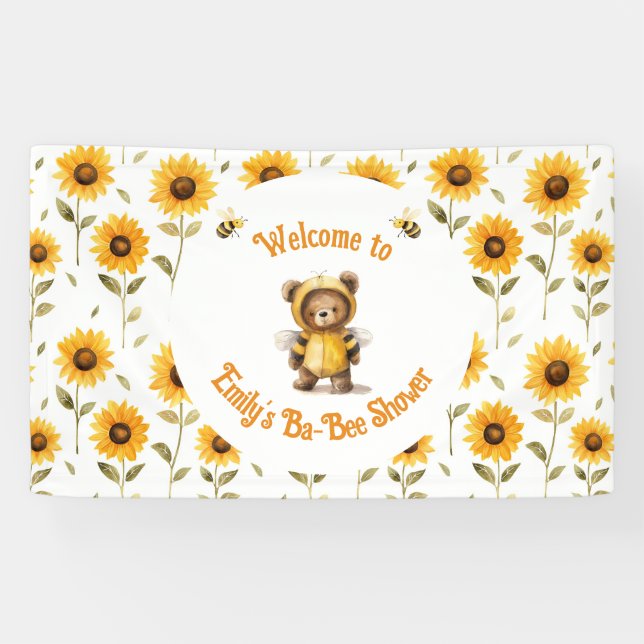 Banderoles Jolie Bee Bear Ba-Bee Douche au miel (Horizontal)