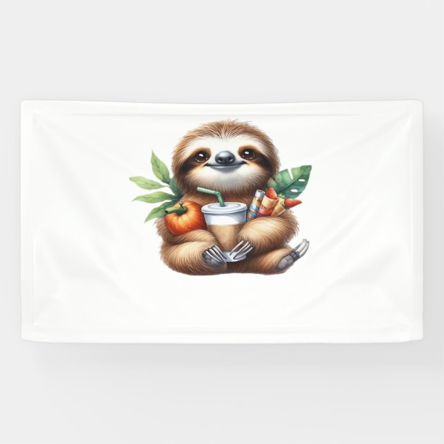 Banderoles Jolie fentes pour bébé avec café Citrouille et crê (Horizontal)