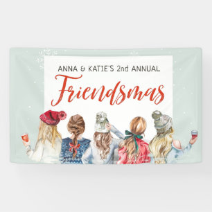 Banderoles Jolie fête de Noël Friendsmas à l'aquarelle