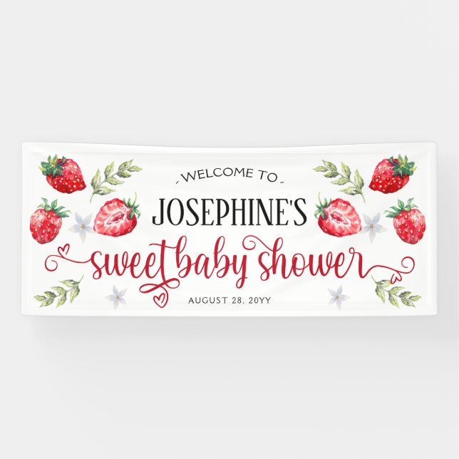 Banderoles Jolie fraise "Baby shower sucré" (Horizontal)