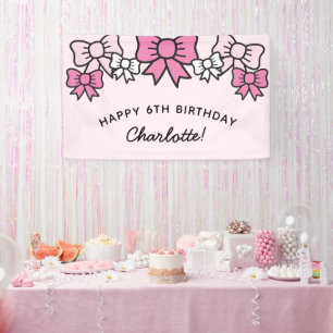 Banderoles Jolis Nœuds de Dessin Animé Rose Fête d'Anniversai