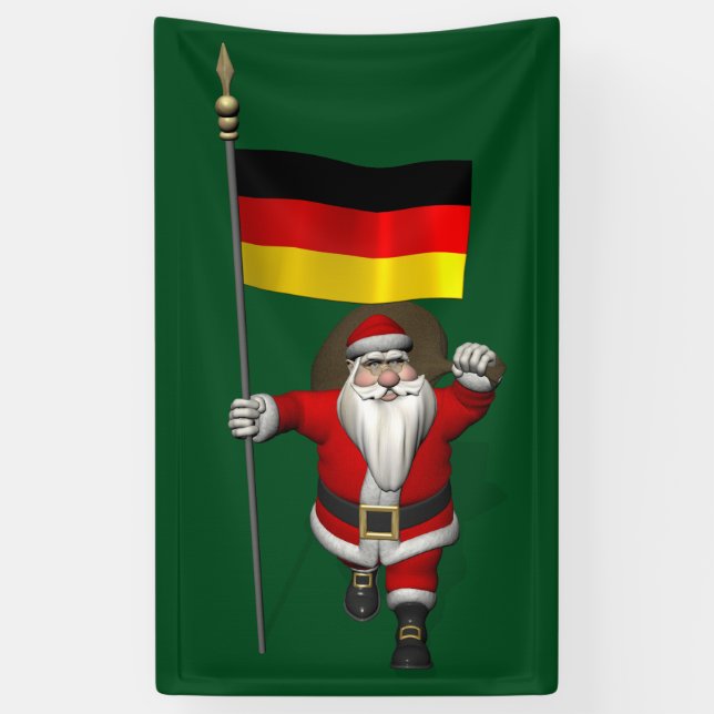 Banderoles Jolly Santa Claus Avec Bundesflagge Allemand (Vertical)
