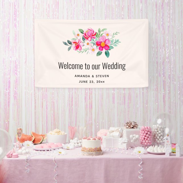 Banderoles Jouer Joli Mariage de bouquet rose (Fête)