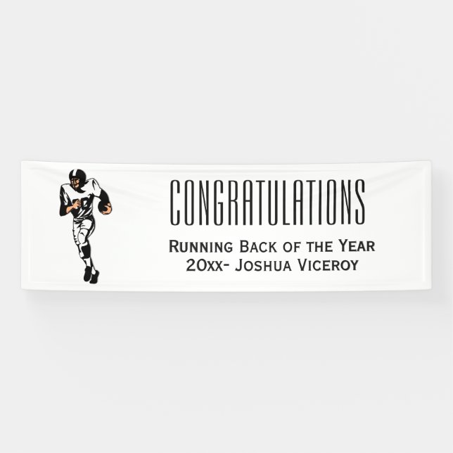 Banderoles Joueur de football en course avec Football Texte p (Horizontal)