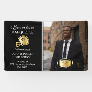 Banderoles Joueur de football photo noir Diplôme d'or