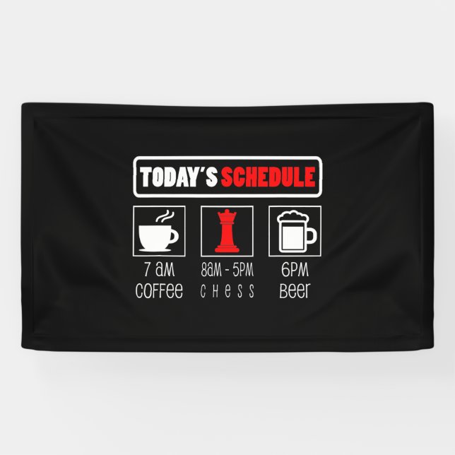Banderoles Joueur d'échecs | Horaire des jours de café échecs (Horizontal)