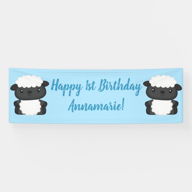 Banderoles Jour d'anniversaire du mouton bleu (Horizontal)