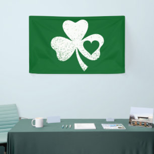 Banderoles Jour de la Saint-Patrick vert Shamrock du cœur de