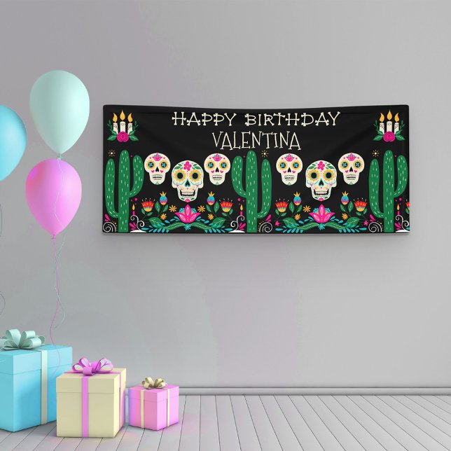 Banderoles Jour des crânes de sucre morts Joyeux anniversaire (Créateur téléchargé)