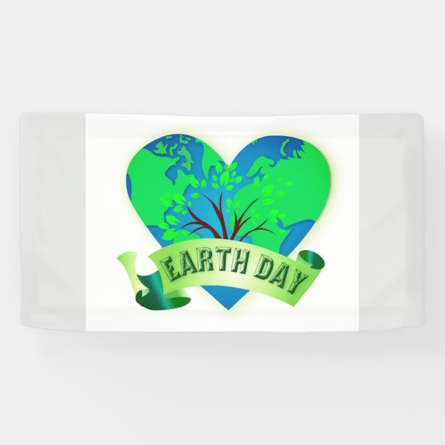 Banderoles Jour des terres Heart World (Horizontal)