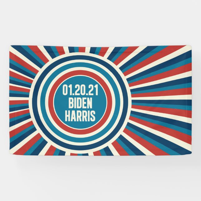 Banderoles Jour d'Inauguration Biden Harris Rouge Blanc Bleu (Horizontal)