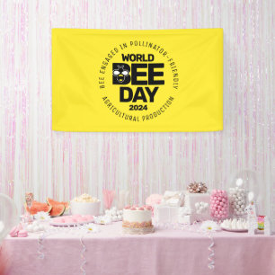 Banderoles Jour mondial de l'abeille Pollinateur noir jaune