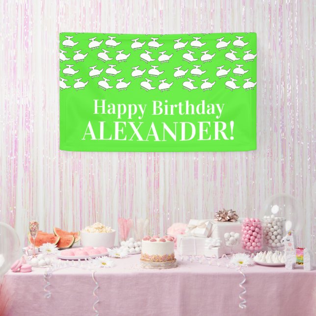 Banderoles Joyeuse fête d'anniversaire de l'hélicoptère (Fête)