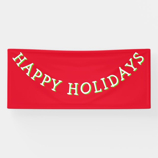 Banderoles Joyeuses fêtes typographiques blanc Noël rouge (Horizontal)