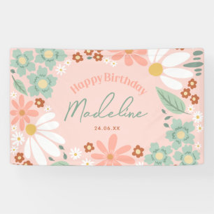 Banderoles Joyeuses Filles d'anniversaire mignonne rose pâle