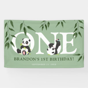 Banderoles Joyeux 1er anniversaire de Panda Mignon Neutre