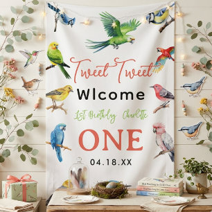Banderoles Joyeux 1er Anniversaire d'un Adorable Oiseau   Fêt
