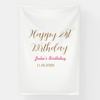 Banderoles joyeux 21e anniversaire nom date moderne s rose do