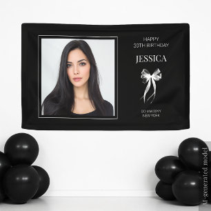 Banderoles Joyeux 30e Anniversaire Photo Moderne Noir Trente