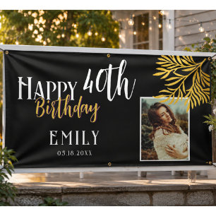 Banderoles Joyeux 40e Anniversaire Fond de Photo Feuillage Do