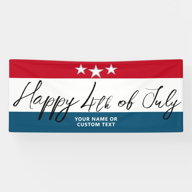 Banderoles Joyeux 4 juillet Étoiles Et Grèves Réunion Familia (Horizontal)