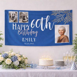 Banderoles Joyeux 60e Anniversaire Silver Foliage 3 Photo