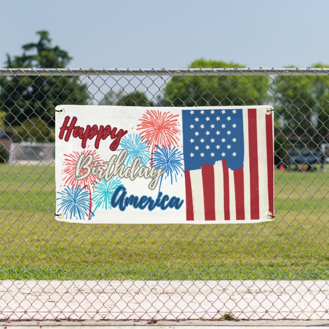Banderoles Joyeux anniversaire America 4 juillet Party (Insitu)