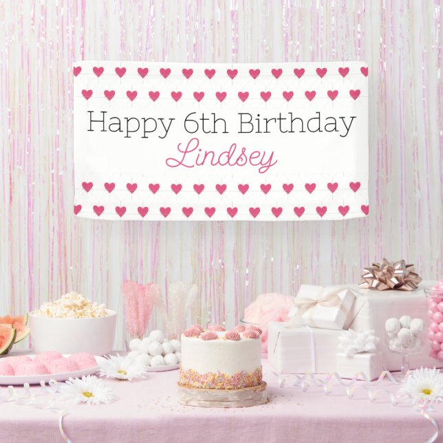 Banderoles Joyeux Anniversaire Banner Coeurs de fête (Fête)