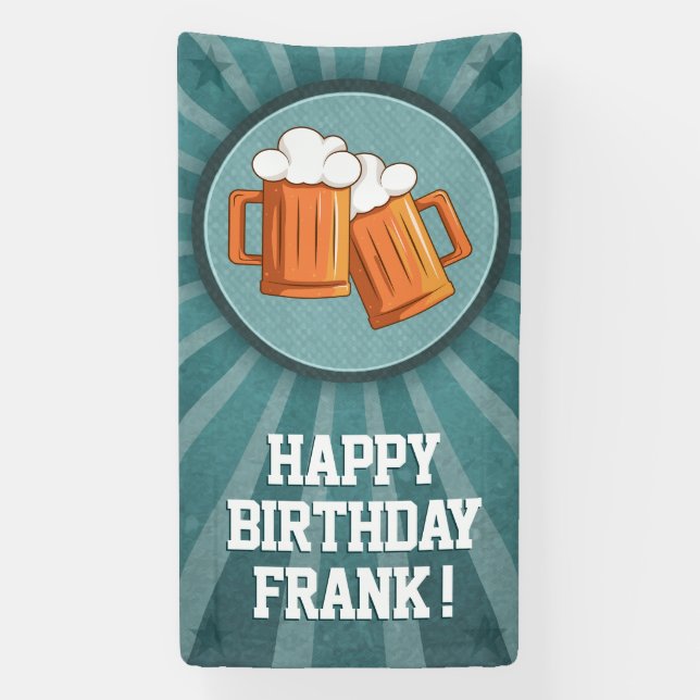 Banderoles Joyeux Anniversaire Bière Personnalisée (Verticale)