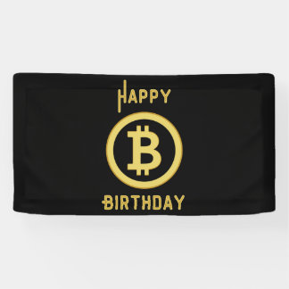 Banderoles Joyeux Anniversaire Bitcoin Gold 1.6x3 Vinyle