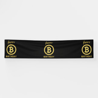 Banderoles Joyeux Anniversaire Bitcoin Gold 2.5x12 Vinyle