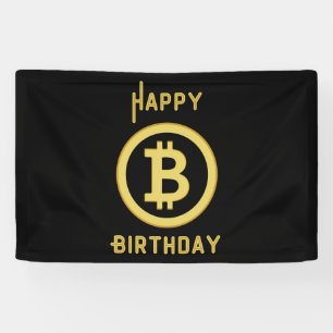 Banderoles Joyeux anniversaire Bitcoin Gold 2.5x4 Vinyl