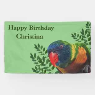 Banderoles Joyeux anniversaire coloré Macaw Parrot Feuilles 