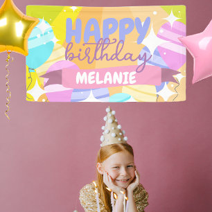 Banderoles Joyeux Anniversaire Colorful Cartoon Balloons Étin