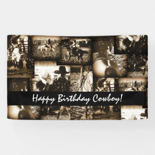 Banderoles Joyeux anniversaire Cowboy Rodeo Western Theme Par