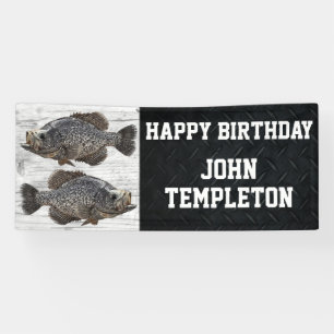 Banderoles Joyeux Anniversaire Crappie Fishing Angler Party