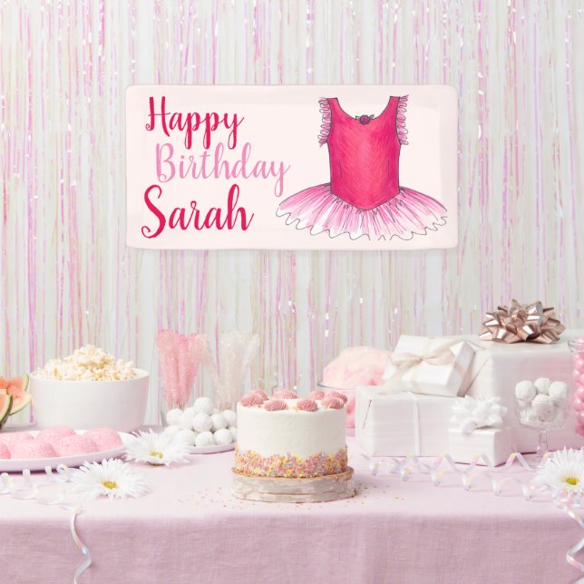 Banderoles Joyeux Anniversaire Danse Ballet Rose Ballerina Tu (Fête)
