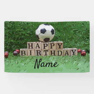 Banderoles Joyeux anniversaire de football avec bal sur la f