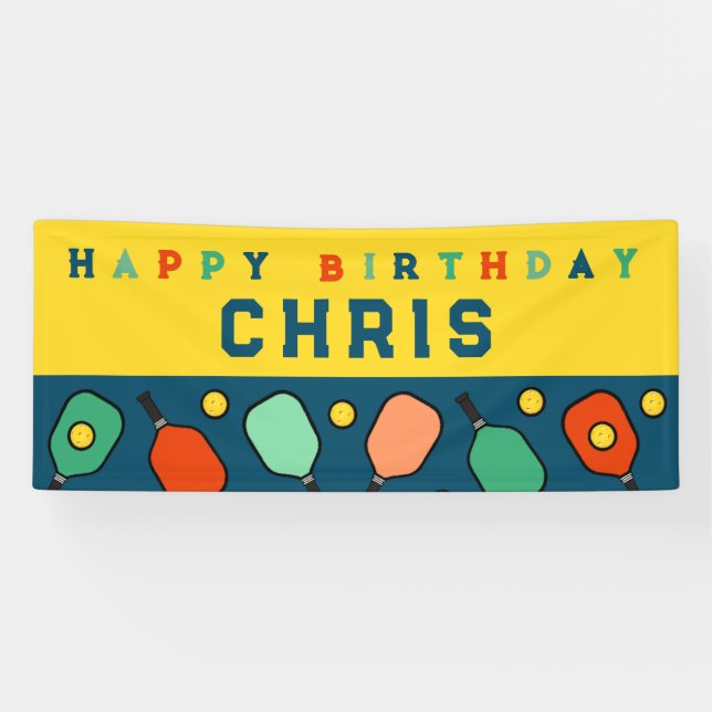 Banderoles Joyeux anniversaire de Pickleball (Horizontal)
