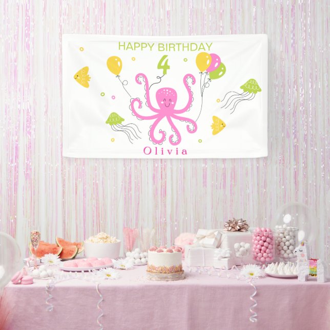 Banderoles Joyeux anniversaire de poulpe (Fête)
