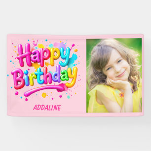 Banderoles Joyeux Anniversaire Enfants Graffiti Photo Rose Ja