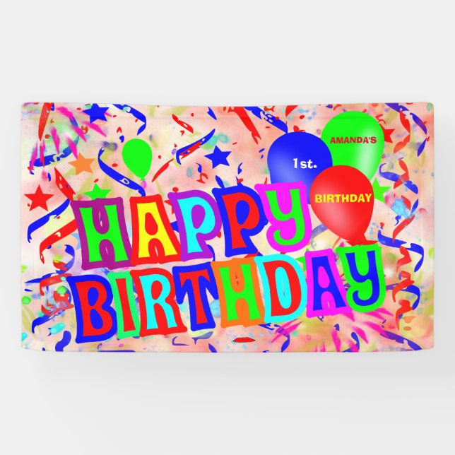 Banderoles Joyeux anniversaire, fête d'anniversaire (Horizontal)