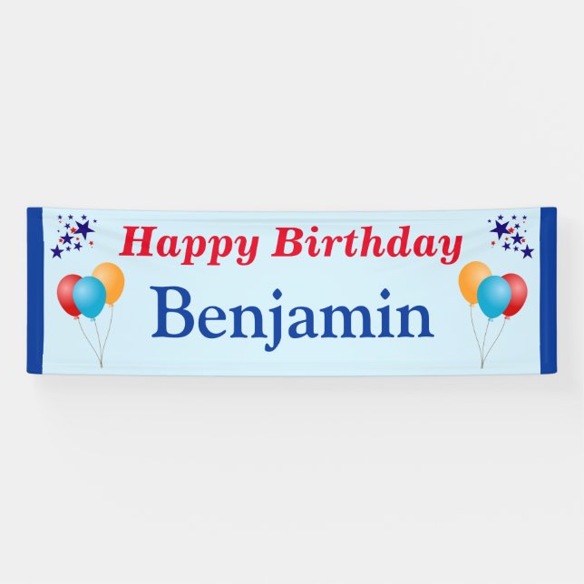 Banderoles Joyeux Anniversaire Garçon Hommes Nom Balloons Sta (Horizontal)