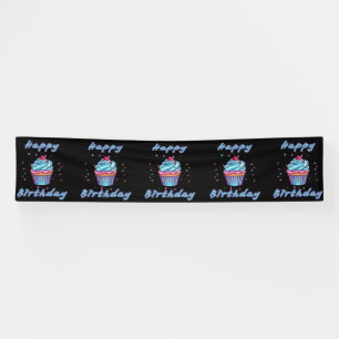 Banderoles Joyeux Anniversaire Gâteau Confetti 2.5x12 Vinyle