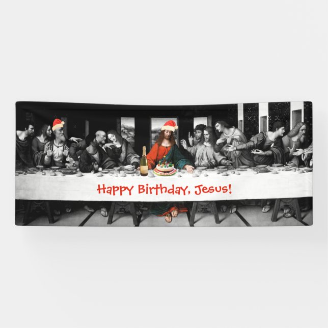 Banderoles Joyeux anniversaire, Jésus ! Noël drôle (Horizontal)